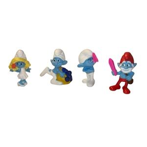 Lot of 4 Smurfs McDonalds Toys Figures 2011-2013 Smurfette Papa Greedy Grouchy